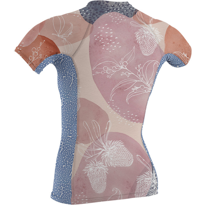 2022 O'neill Lycra Vest De Manga Corta Con Estampado Lateral Para Mujer 5405s - Desert Bloom / Drift Blue